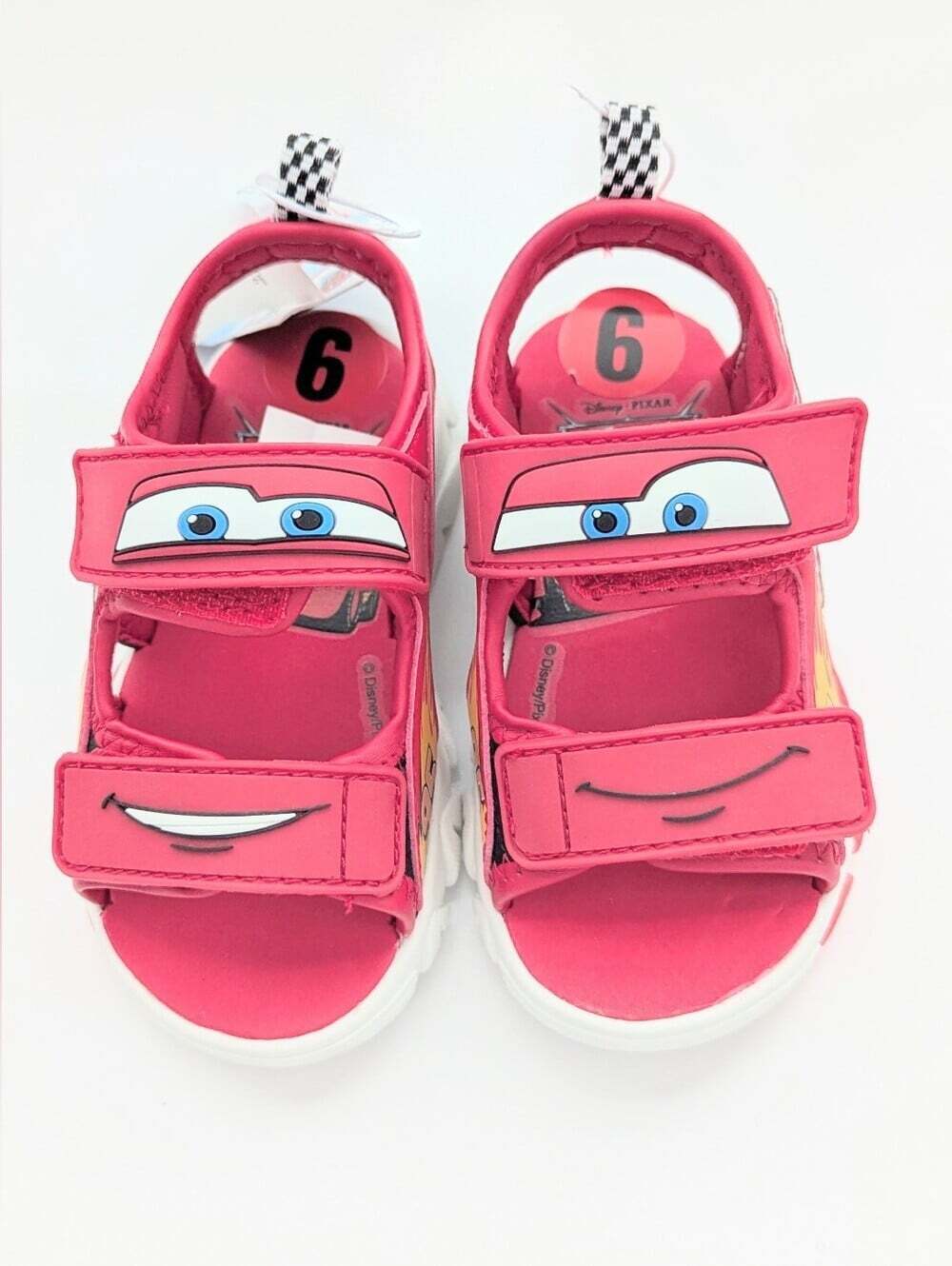 NWT Cars Lightning McQueen Kids (Size 6) Light-Up Sandals w/Velcro Open/Close